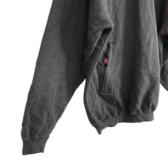 Fubu Charcoal Gray Hoodie Sweatshirt Red Accents Drawstring Hood Mens Size L - Picture 4 of 12